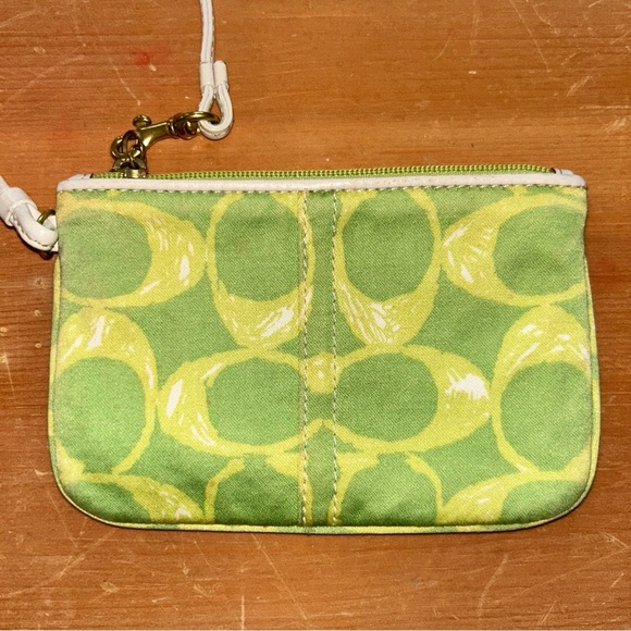 Coach Green and White Wristlet Pouch - Picture 2 of 5